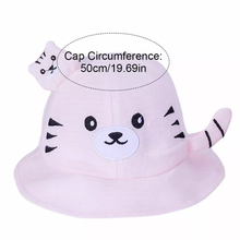 Load image into Gallery viewer, Babymoon Cotton Baby Kids Boys Girls Summer Cap With Head String Cat Design | 2-6 Years | White