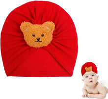 Load image into Gallery viewer, Babymoon Beanie Bear Turban Knot Boy’s Girl’s Kids New Born Baby Cap Hat Headwear 0-2 Y | Red