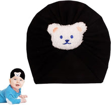 Load image into Gallery viewer, Babymoon Beanie Bear Turban Knot Boy’s Girl’s Kids New Born Baby Cap Hat Headwear 0-2 Y | Black
