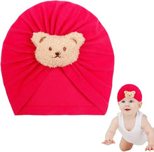 Load image into Gallery viewer, Babymoon Beanie Bear Turban Knot Boy’s Girl’s Kids New Born Baby Cap Hat Headwear 0-2 Y | Darkpink