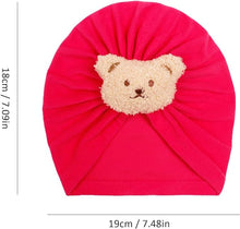 Load image into Gallery viewer, Babymoon Beanie Bear Turban Knot Boy’s Girl’s Kids New Born Baby Cap Hat Headwear 0-2 Y | Darkpink