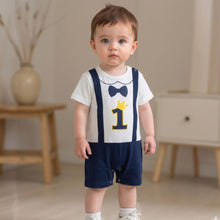 Load image into Gallery viewer, Babymoon 1st Rank First Birthday Romper Outfit | Baby Photoshoot Props Costumes | Blue