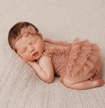 Load image into Gallery viewer, Babymoon Set of 2 | Baby Lace Ruffle Romper Dress with Matching Headband | Baby Photoshoot Props | 0-1 Month