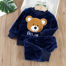 Load image into Gallery viewer, Babymoon Set of 2 | Baby Sleepwear Nightsuit Kid’s Nightdress T-shirt with Pants Pajamas Winter Sweater | Darkblue