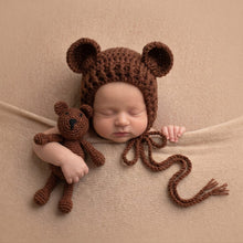 Load image into Gallery viewer, Babymoon Bear Teddy with Cap New Born Baby Photography Shoot Props Costumes