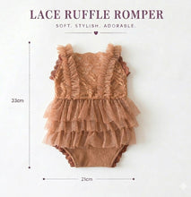 Load image into Gallery viewer, Babymoon Set of 2 | Baby Lace Ruffle Romper Dress with Matching Headband | Baby Photoshoot Props | 0-1 Month