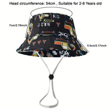 Load image into Gallery viewer, Babymoon Engineer Bucket Baby Boys Girls Kids Summer Cap with Head String Sun Beach Hat | Black | 2-8
