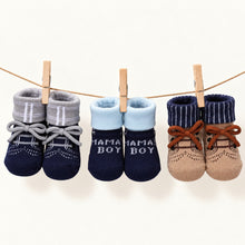 Load image into Gallery viewer, Babymoon Set of 3 | Non-Skid, Anti Slip Baby Socks Gift Box | Safety Protector | 0-9M | Blue