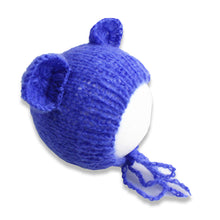 Load image into Gallery viewer, Babymoon Knitted Mohair Baby Hat Cap | Baby Photoshoot Props | 0-3 Months | Royal Blue