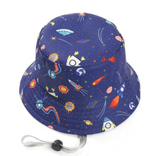 Load image into Gallery viewer, Babymoon Space Bucket Baby Boys Girls Kids Summer Cap with Head String Sun Beach Hat | Blue | 2-6 Year