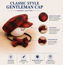 Load image into Gallery viewer, Babymoon Set of 2 | Gentleman French Cap with Bow | Baby Photoshoot Props | Black-Red