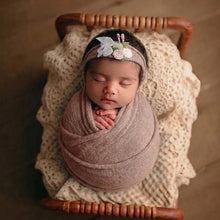 Load image into Gallery viewer, Babymoon Textured Stretchble Baby Photography Shoot Wrap Cloth With Hairband - Brown
