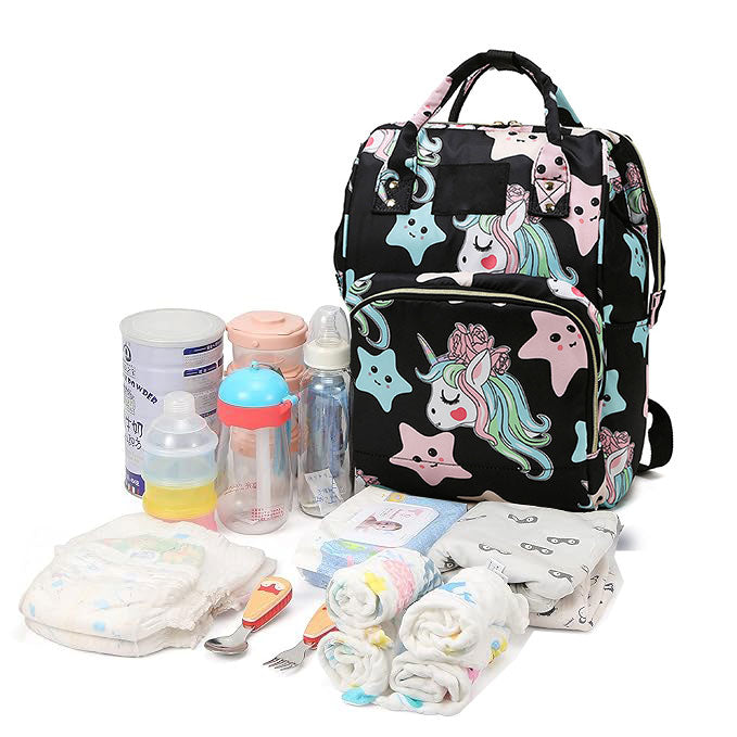 Babymoon Mother Diaper Bag Lightweight Multifunctional Travel Unisex Diaper Backpack | Black Star