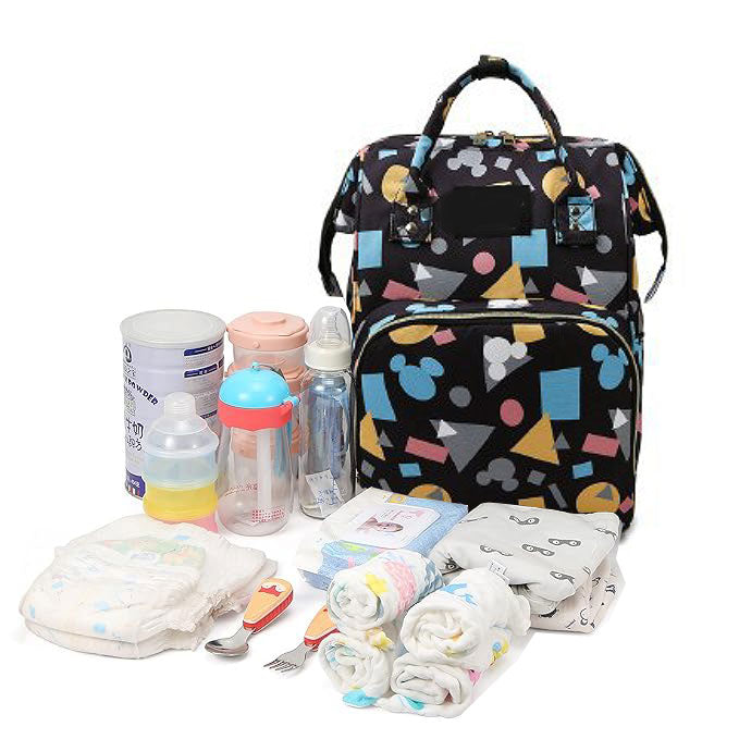 Babymoon Mother Diaper Bag Lightweight Multifunctional Travel Unisex Diaper Backpack | Black Mickey