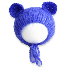 Load image into Gallery viewer, Babymoon Knitted Mohair Baby Hat Cap | Baby Photoshoot Props | 0-3 Months | Royal Blue
