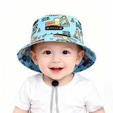 Load image into Gallery viewer, Babymoon Engineer Bucket Baby Boys Girls Kids Summer Cap with Head String Sun Beach Hat | Blue | 2-8