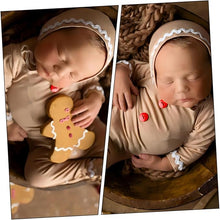 Load image into Gallery viewer, Babymoon Set of 2 | Baby Bodysuit & Cap | Baby Photoshoot Props | Costumes | Brown
