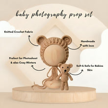 Load image into Gallery viewer, Babymoon Bear Teddy with Cap New Born Baby Photography Shoot Props Costumes