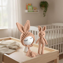 Load image into Gallery viewer, Babymoon Rabbit Toy with Cap New Born Baby Photography Shoot Props Costumes | Coffee