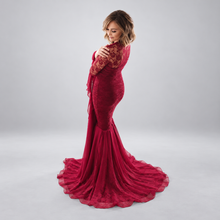 Load image into Gallery viewer, Babymoon Skinny Stylish Maternity Gown Dress - Maroon