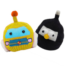 Load image into Gallery viewer, Babymoon Angry Birds &amp; Robot Woolen Winter Hat Cap | Set Of 2 | Black &amp; Yellow

