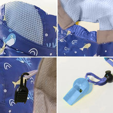 Load image into Gallery viewer, Babymoon Neck Flap Baby Boys Girls Kids Cartoon Summer Cap with Whistle and Adjustable Chin Strap Sun Beach Hat | Fish Blue | 4-8 Year