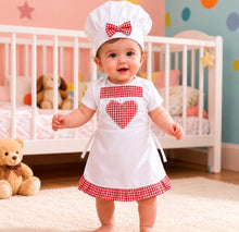 Load image into Gallery viewer, Babymoon | Set of 2 | Baby Girl' s Designer Baker's Chef Costume With Chef Cap | Baby Photoshoot Props | Costume | 0-1 Yr | White