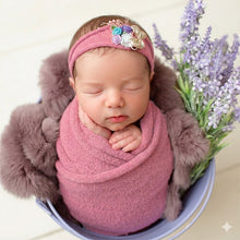 Load image into Gallery viewer, Babymoon Textured Stretchble Baby Photography Shoot Wrap Cloth With Hairband - Dark Pink