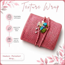 Load image into Gallery viewer, Babymoon Textured Stretchble Baby Photography Shoot Wrap Cloth With Hairband - Dark Pink