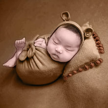 Load image into Gallery viewer, Babymoon (Set Of 4) Butterfly Ready Wrap, Jersey wrap, Pillow & Cap Baby Photography Props-Dark Brown