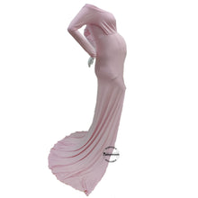Load image into Gallery viewer, Babymoon Off Shoulder Full Sleeve Maternity Gown Dress - Pink