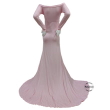 Load image into Gallery viewer, Babymoon Off Shoulder Full Sleeve Maternity Gown Dress - Pink