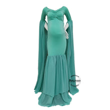 Load image into Gallery viewer, Babymoon Off Shoulder Long Tail Maternity Gown Dress - Green