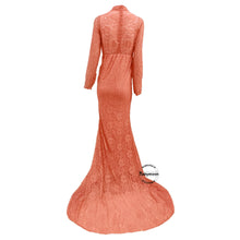 Load image into Gallery viewer, Babymoon High Neck Full Sleeve Maternity Gown Dress - Peach