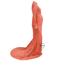 Load image into Gallery viewer, Babymoon High Neck Full Sleeve Maternity Gown Dress - Peach
