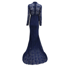 Load image into Gallery viewer, Babymoon High Neck Full Sleeve Maternity Gown Dress - Blue
