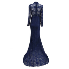 Load image into Gallery viewer, Babymoon High Neck Full Sleeve Maternity Gown Dress - Blue