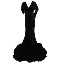 Load image into Gallery viewer, Babymoon V Neck Maternity Gown Dress - Black
