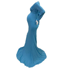Load image into Gallery viewer, Babymoon V Neck Maternity Gown Dress - Light Blue