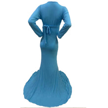 Load image into Gallery viewer, Babymoon V Neck Maternity Gown Dress - Light Blue