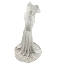 Load image into Gallery viewer, Babymoon Lace Leaky Shoulder Maternity Gown Dress - White