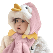 Load image into Gallery viewer, Babymoon Duck Winter Fleece Soft Cap with Scarf | Pink
