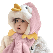 Load image into Gallery viewer, Babymoon Duck Winter Fleece Soft Cap with Scarf | Pink