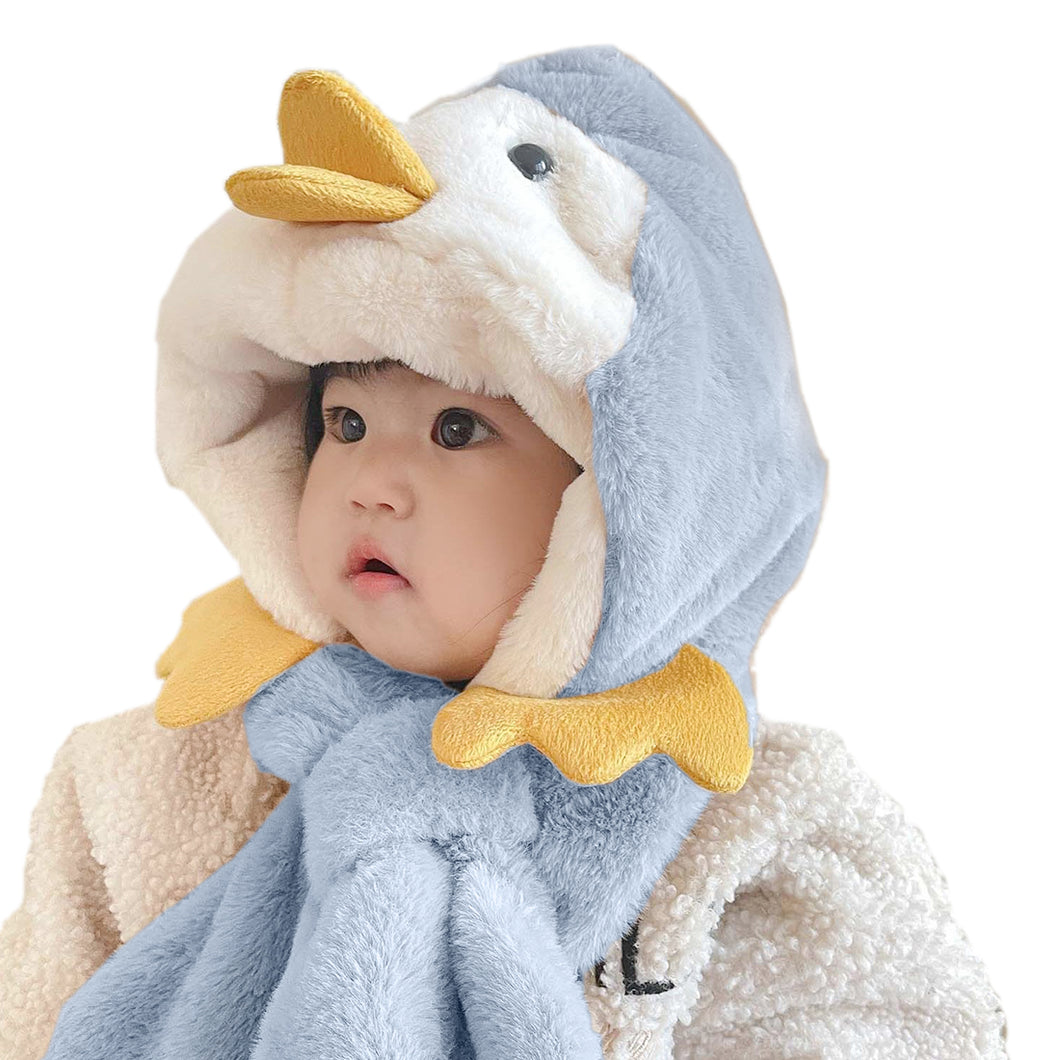 Babymoon Duck Winter Fleece Soft Cap with Scarf | Blue