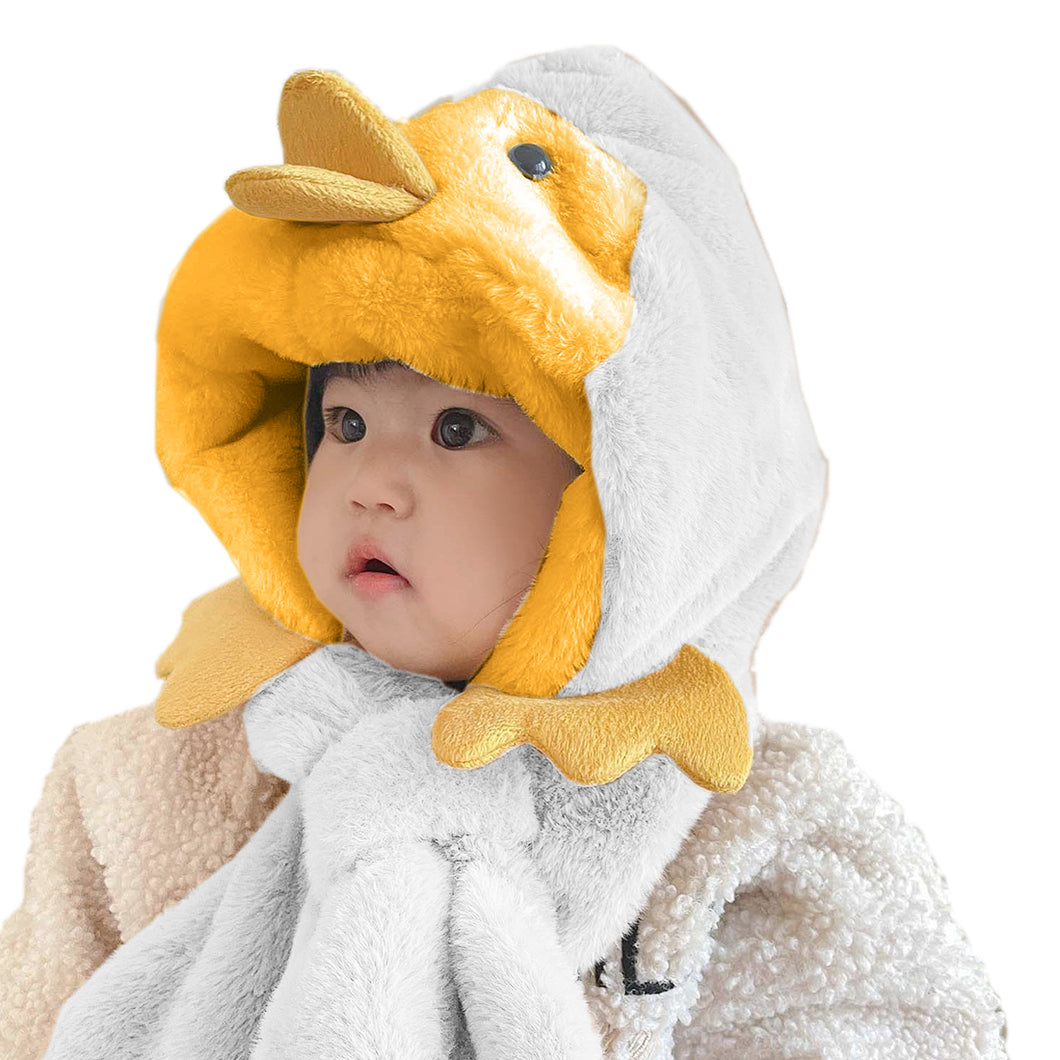 Babymoon Duck Winter Fleece Soft Cap with Scarf | Yellow