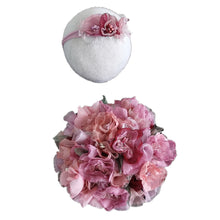 Load image into Gallery viewer, Babymoon Floral Round Bum Cover With Hairband | Baby Photography Props | Set Of 2 | Pink