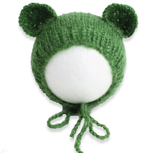 Load image into Gallery viewer, Babymoon Knitted Mohair Baby Hat Cap | Baby Photoshoot Props | 0-3 Months | Green