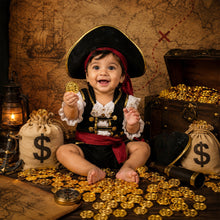 Load image into Gallery viewer, Babymoon 100pcs Gold Pirate Treasure Coins (3.2cm) for Baby Photoshoot Props, Kids | Decorative Add-ons