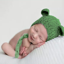 Load image into Gallery viewer, Babymoon Knitted Mohair Baby Hat Cap | Baby Photoshoot Props | 0-3 Months | Green