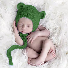 Load image into Gallery viewer, Babymoon Knitted Mohair Baby Hat Cap | Baby Photoshoot Props | 0-3 Months | Green